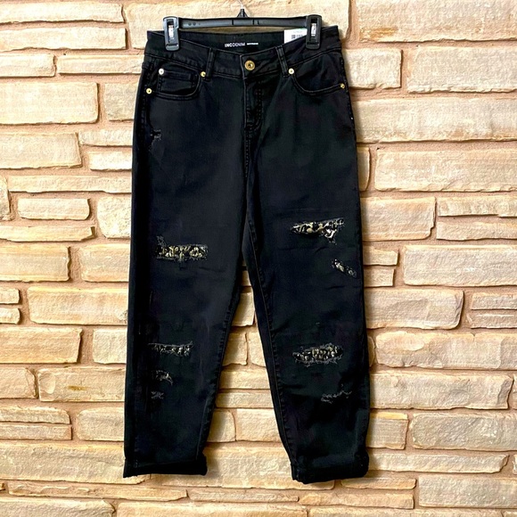 INC International Concepts Women's Washed Black Mid-Rise Boyfriend Jeans size 8 - Picture 1 of 16